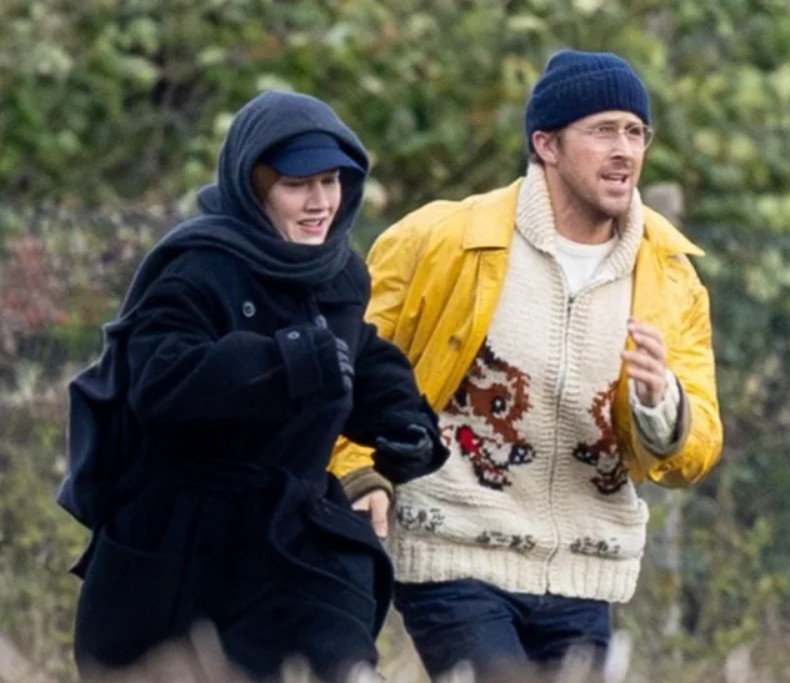 Sandra Hüller and Ryan Gosling on the set of 'Project Hail Mary'