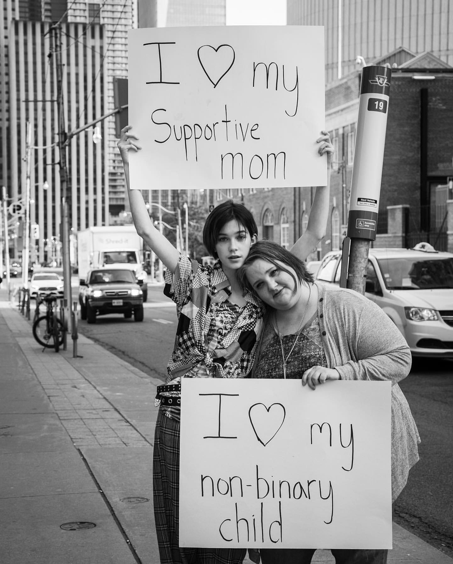 Vaughan Murrae with their mother during Pride Month in 2022